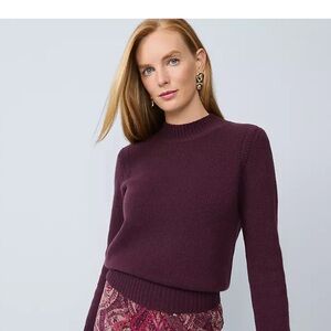 Ann Taylor Deep Burgundy Cashmere Turtleneck Sweater